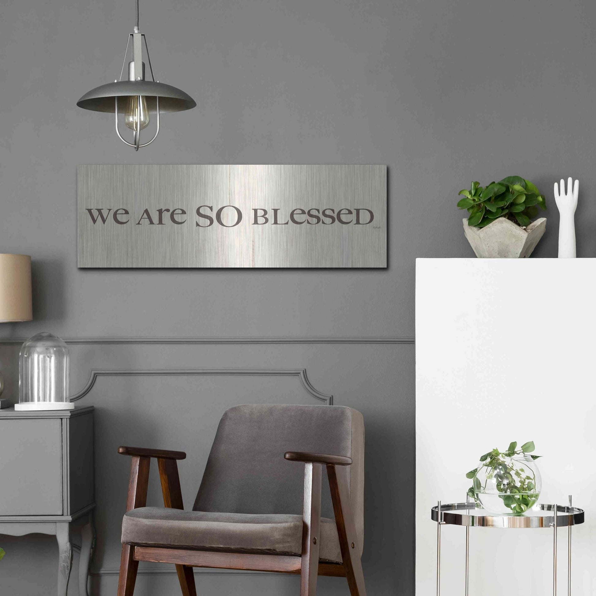 Luxe Metal Art 'We are so Blessed' by Lauren Rader, Metal Wall Art,36x12