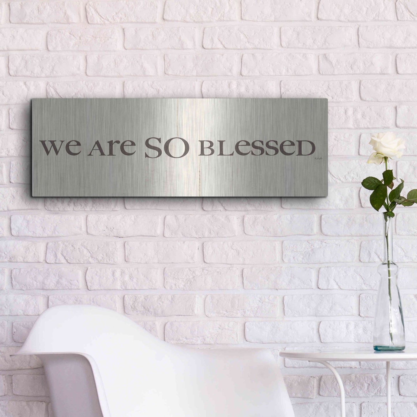 Luxe Metal Art 'We are so Blessed' by Lauren Rader, Metal Wall Art,36x12
