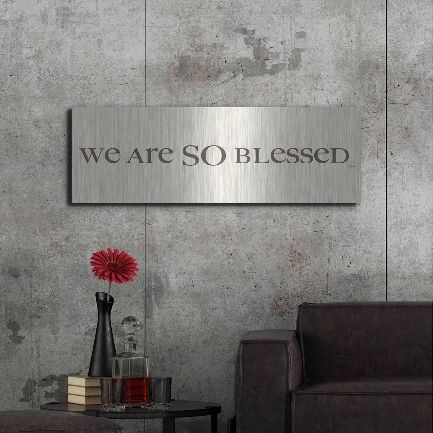 Luxe Metal Art 'We are so Blessed' by Lauren Rader, Metal Wall Art,48x16