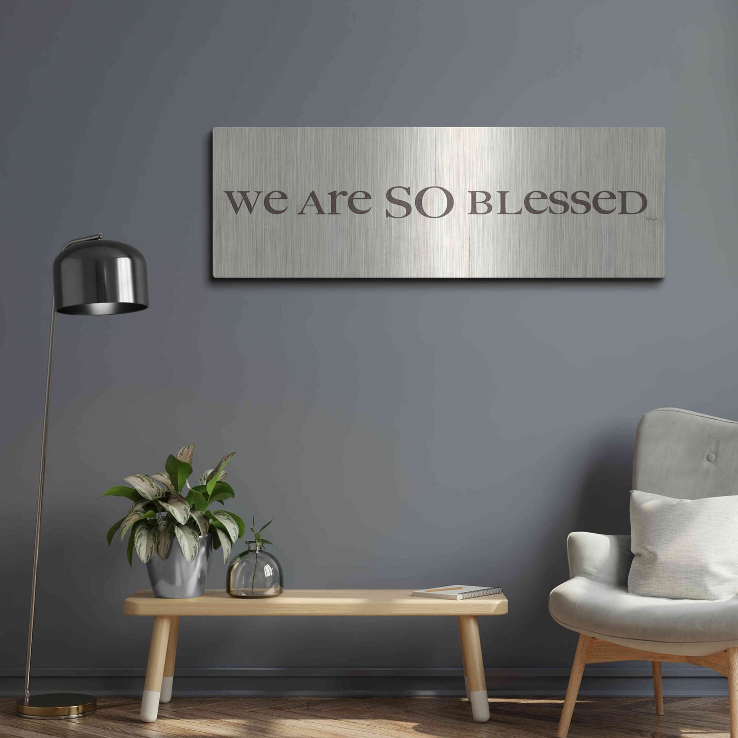 Luxe Metal Art 'We are so Blessed' by Lauren Rader, Metal Wall Art,48x16