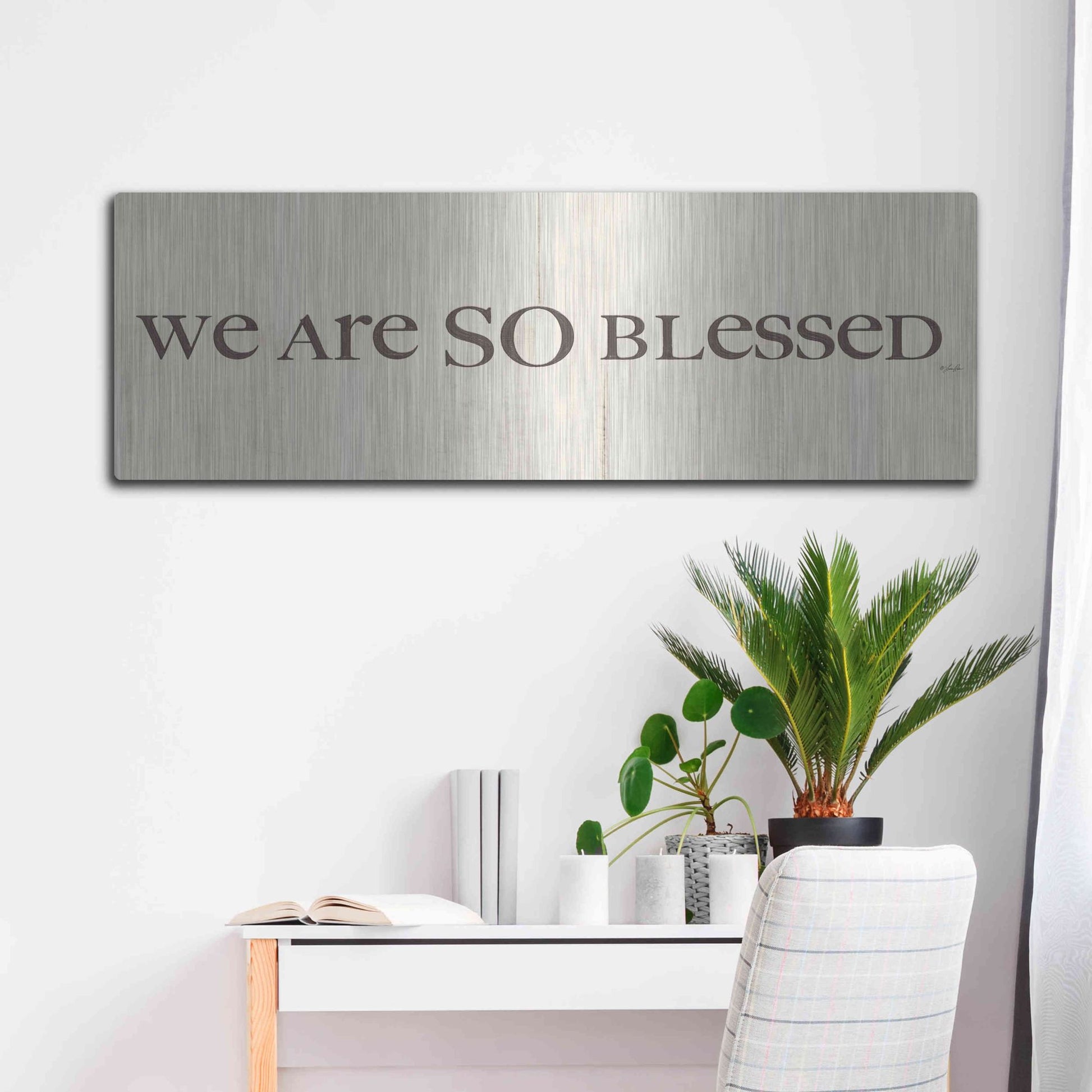 Luxe Metal Art 'We are so Blessed' by Lauren Rader, Metal Wall Art,48x16