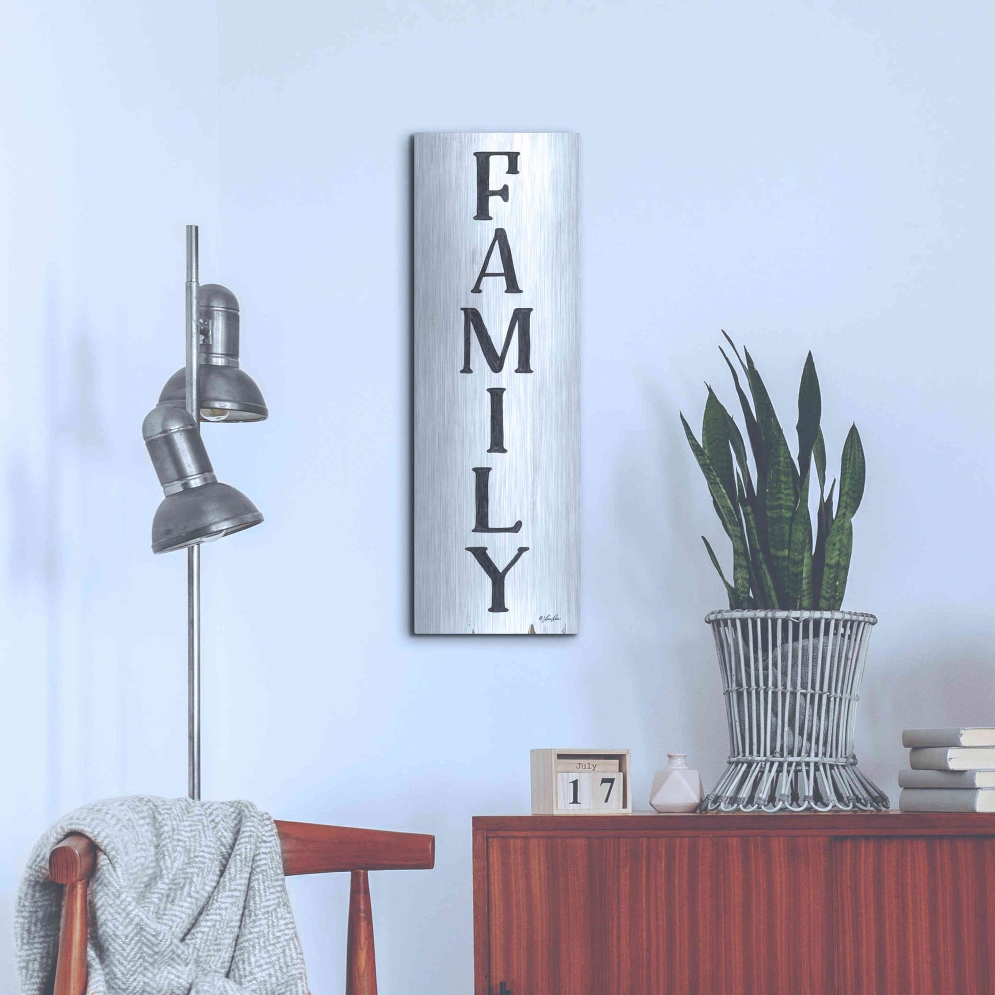 Luxe Metal Art 'Family' by Lauren Rader, Metal Wall Art,12x36