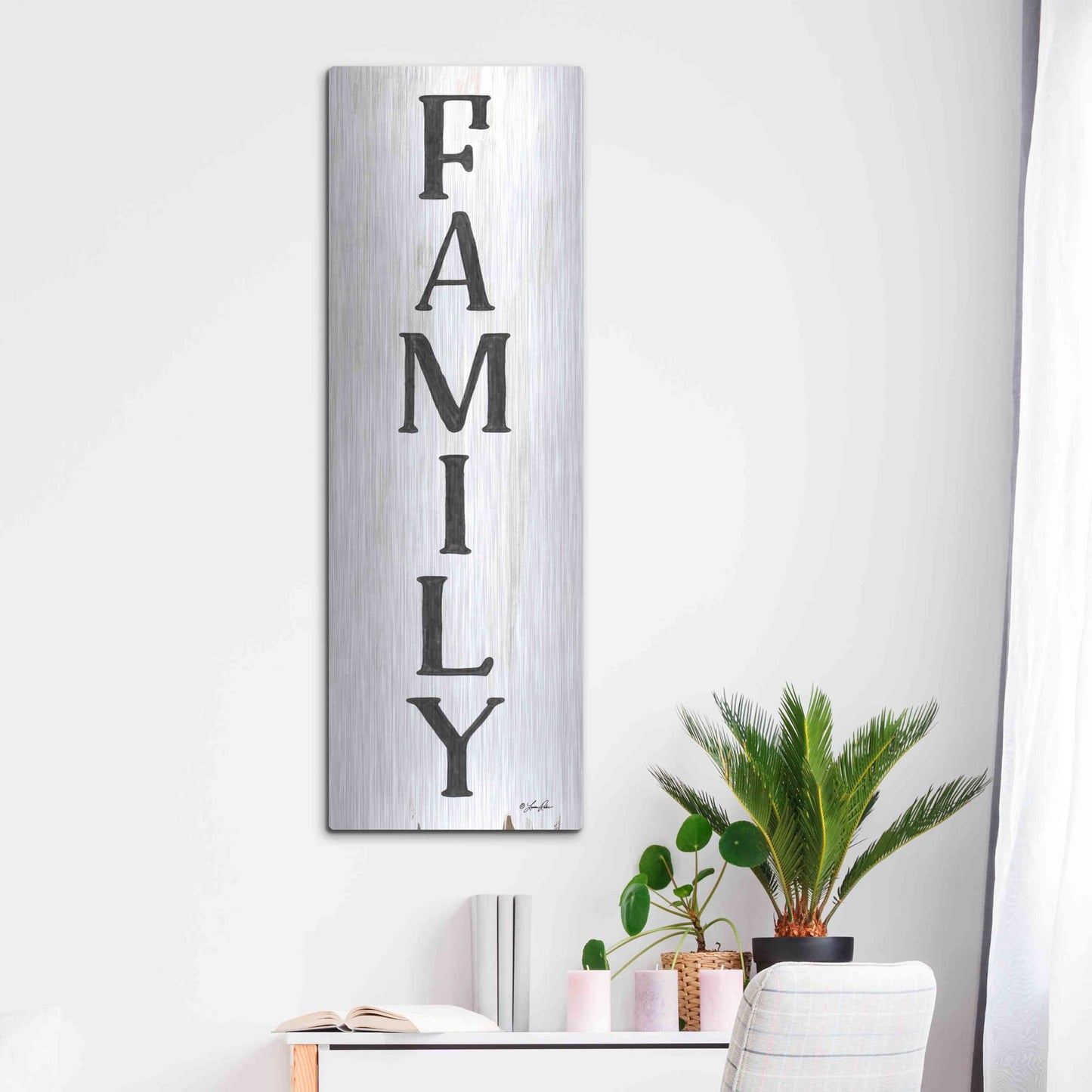 Luxe Metal Art 'Family' by Lauren Rader, Metal Wall Art,16x48