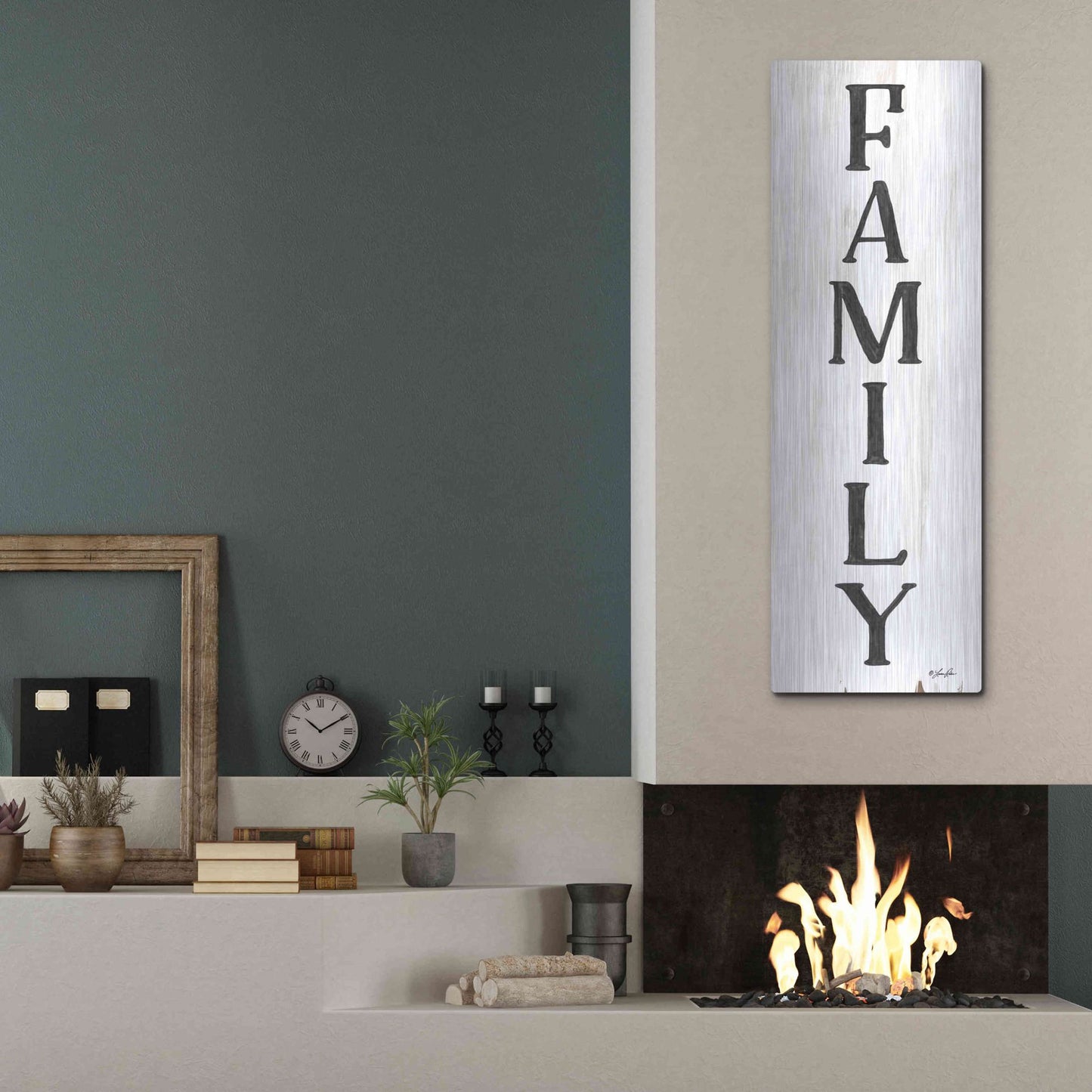 Luxe Metal Art 'Family' by Lauren Rader, Metal Wall Art,16x48