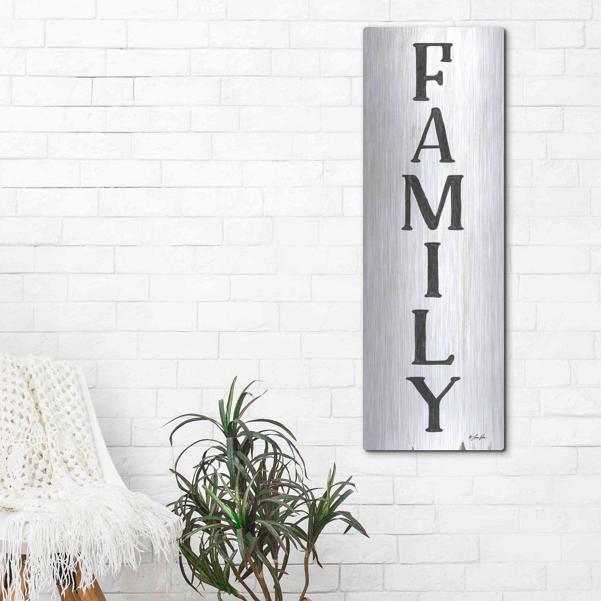 Luxe Metal Art 'Family' by Lauren Rader, Metal Wall Art,16x48