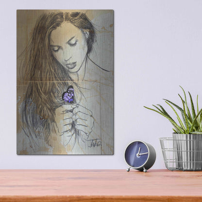 Luxe Metal Art 'Blue Butterfly' by Loui Jover, Metal Wall Art,12x16