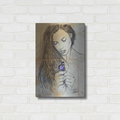 Luxe Metal Art 'Blue Butterfly' by Loui Jover, Metal Wall Art,16x24