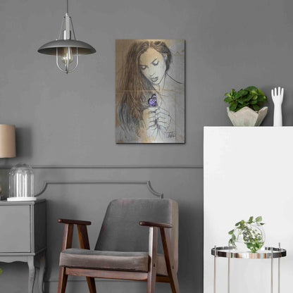 Luxe Metal Art 'Blue Butterfly' by Loui Jover, Metal Wall Art,16x24