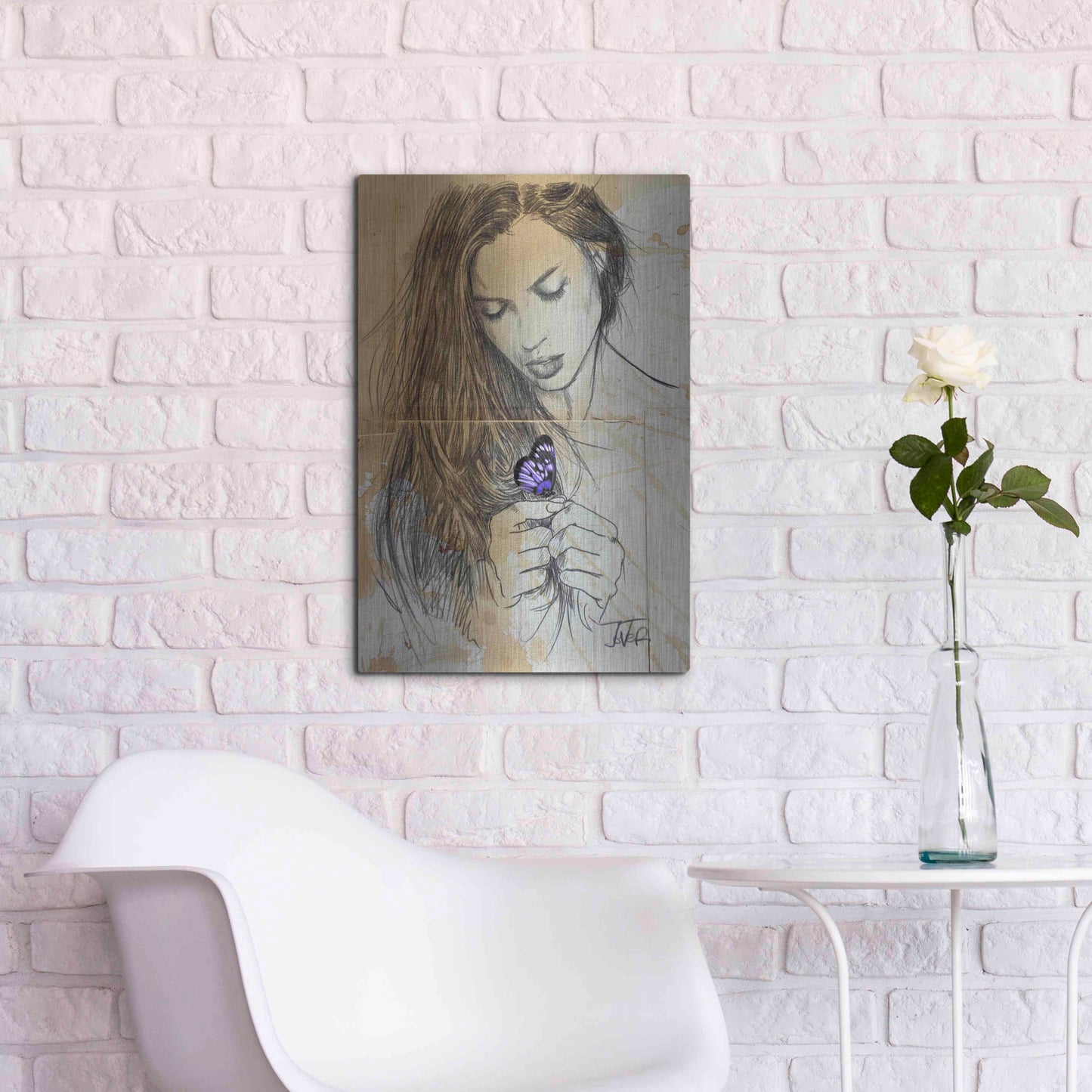 Luxe Metal Art 'Blue Butterfly' by Loui Jover, Metal Wall Art,16x24