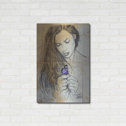 Luxe Metal Art 'Blue Butterfly' by Loui Jover, Metal Wall Art,24x36