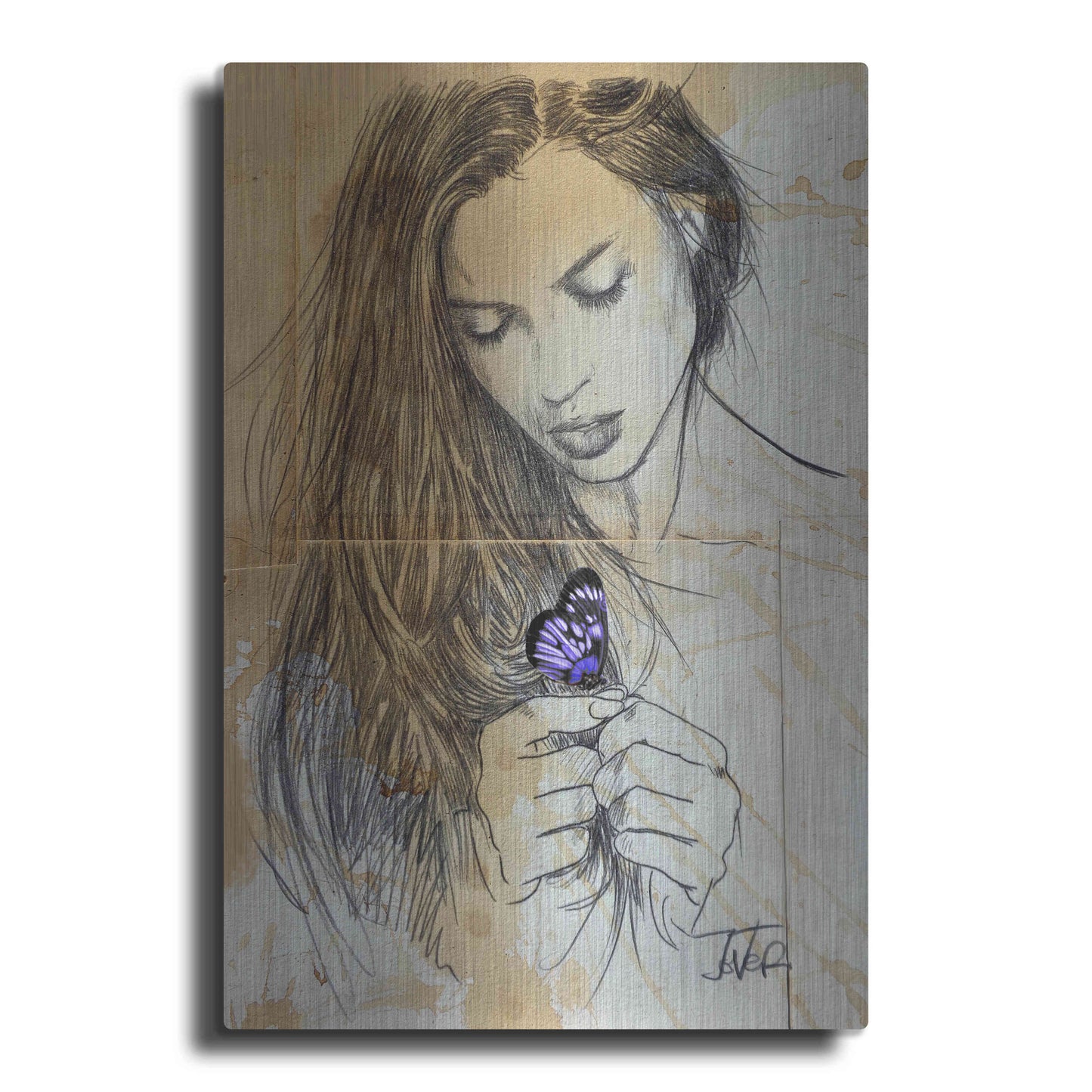 Luxe Metal Art 'Blue Butterfly' by Loui Jover, Metal Wall Art