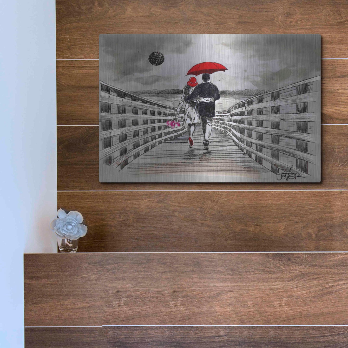 Luxe Metal Art 'Boardwalk' by Loui Jover, Metal Wall Art,16x12