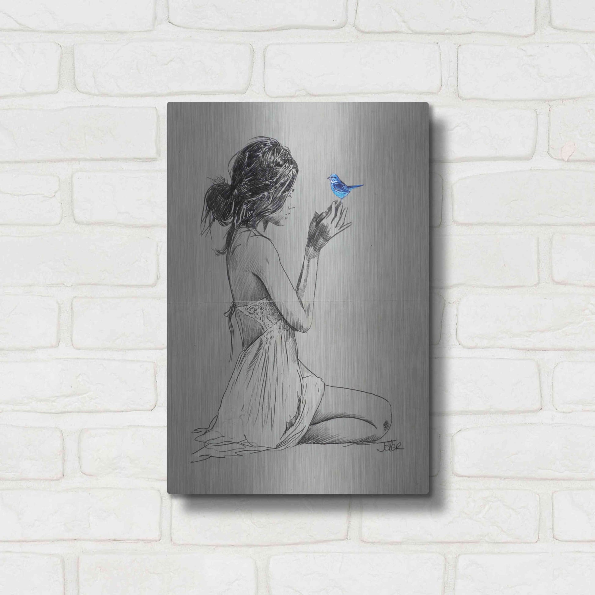 Luxe Metal Art 'Hope And Pray' by Loui Jover, Metal Wall Art,12x16