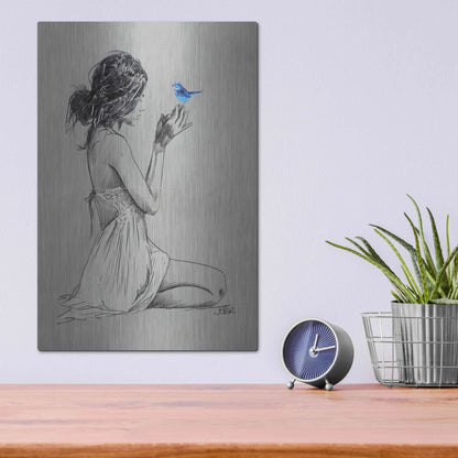 Luxe Metal Art 'Hope And Pray' by Loui Jover, Metal Wall Art,12x16