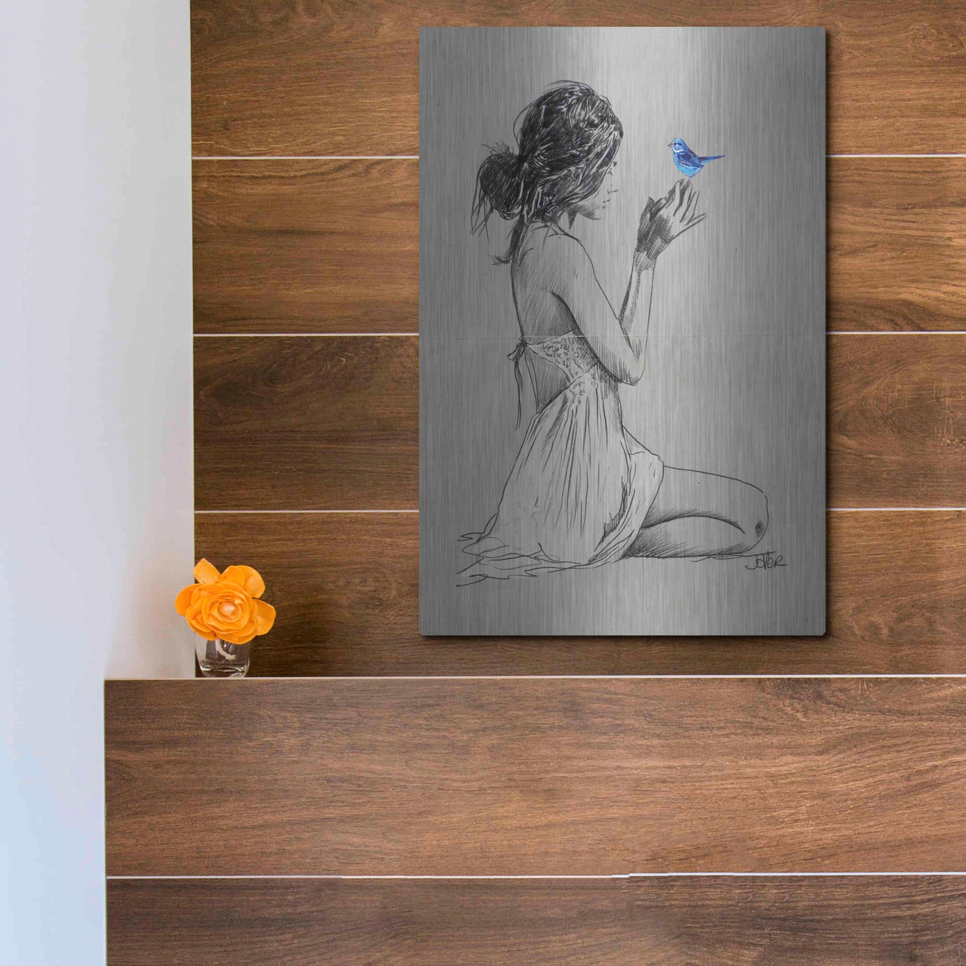Luxe Metal Art 'Hope And Pray' by Loui Jover, Metal Wall Art,12x16