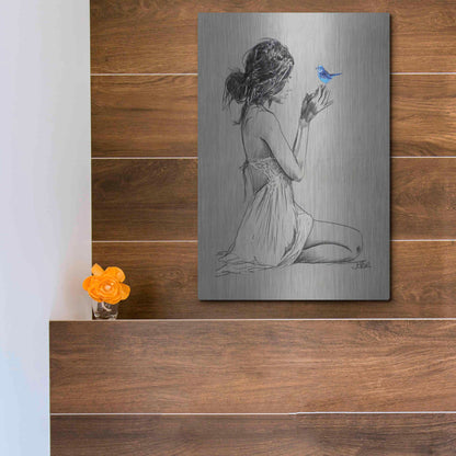 Luxe Metal Art 'Hope And Pray' by Loui Jover, Metal Wall Art,12x16