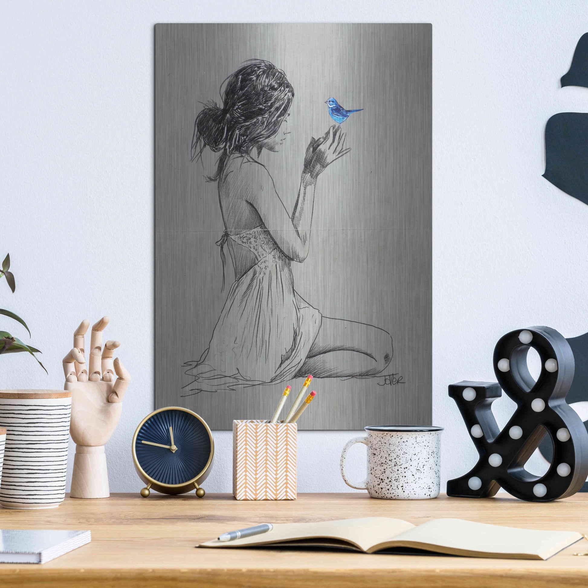 Luxe Metal Art 'Hope And Pray' by Loui Jover, Metal Wall Art,12x16
