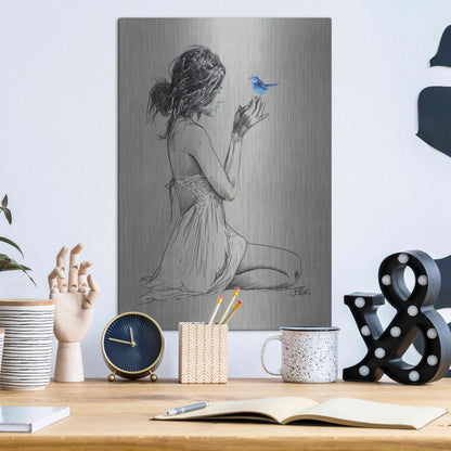 Luxe Metal Art 'Hope And Pray' by Loui Jover, Metal Wall Art,12x16