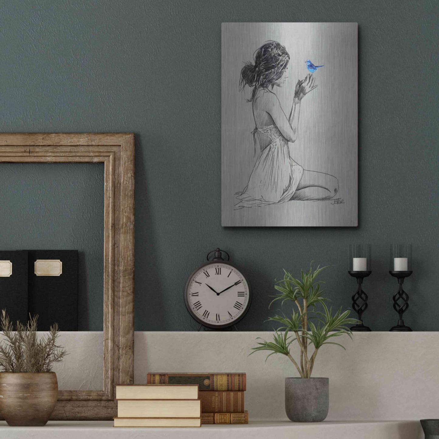 Luxe Metal Art 'Hope And Pray' by Loui Jover, Metal Wall Art,12x16