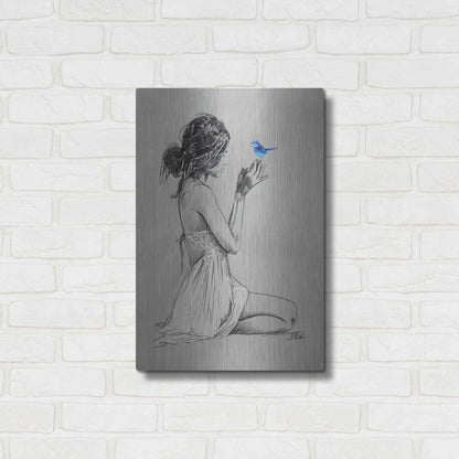Luxe Metal Art 'Hope And Pray' by Loui Jover, Metal Wall Art,16x24