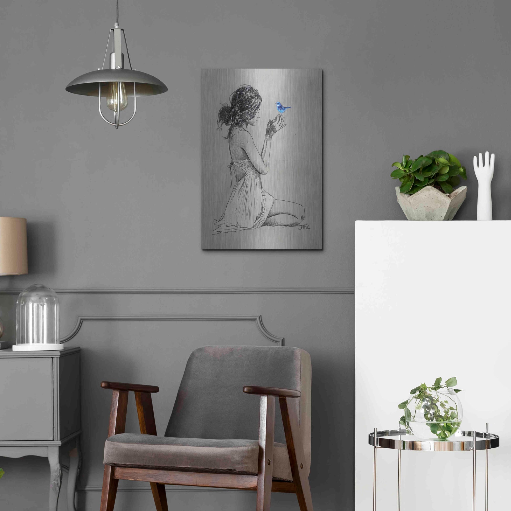 Luxe Metal Art 'Hope And Pray' by Loui Jover, Metal Wall Art,16x24