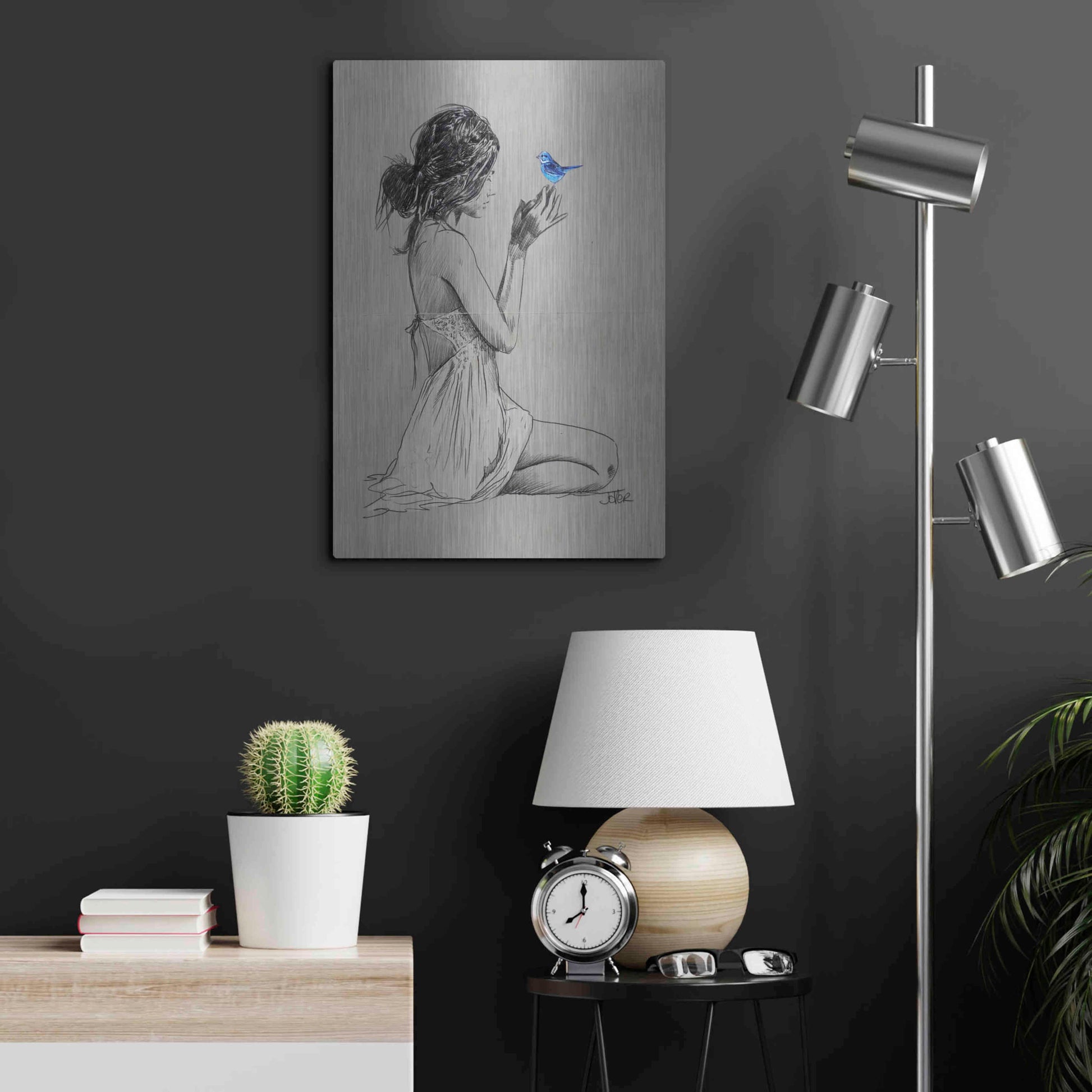 Luxe Metal Art 'Hope And Pray' by Loui Jover, Metal Wall Art,16x24