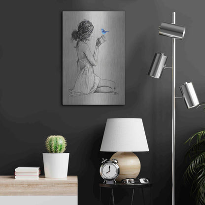 Luxe Metal Art 'Hope And Pray' by Loui Jover, Metal Wall Art,16x24