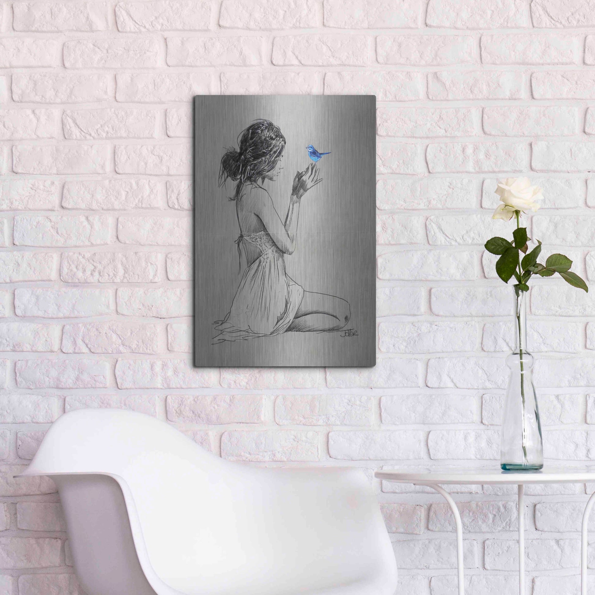 Luxe Metal Art 'Hope And Pray' by Loui Jover, Metal Wall Art,16x24