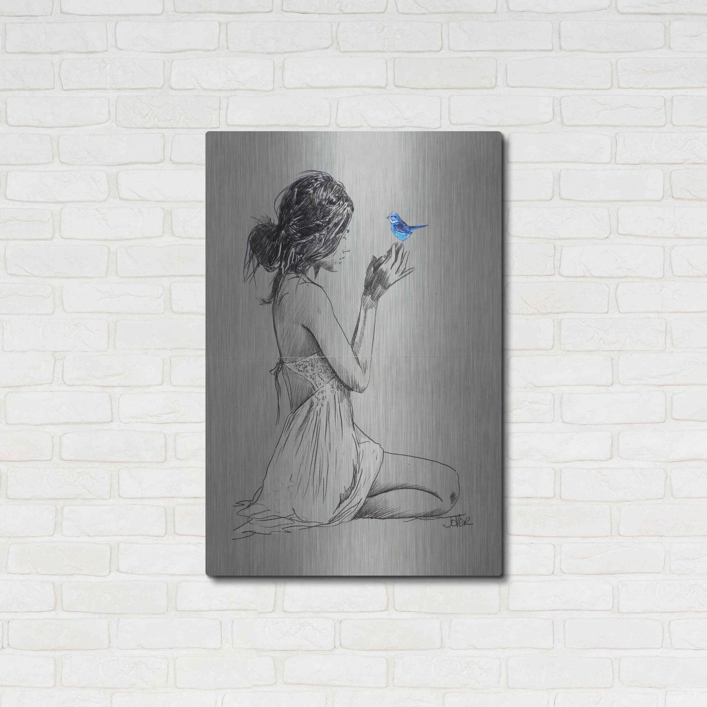 Luxe Metal Art 'Hope And Pray' by Loui Jover, Metal Wall Art,24x36