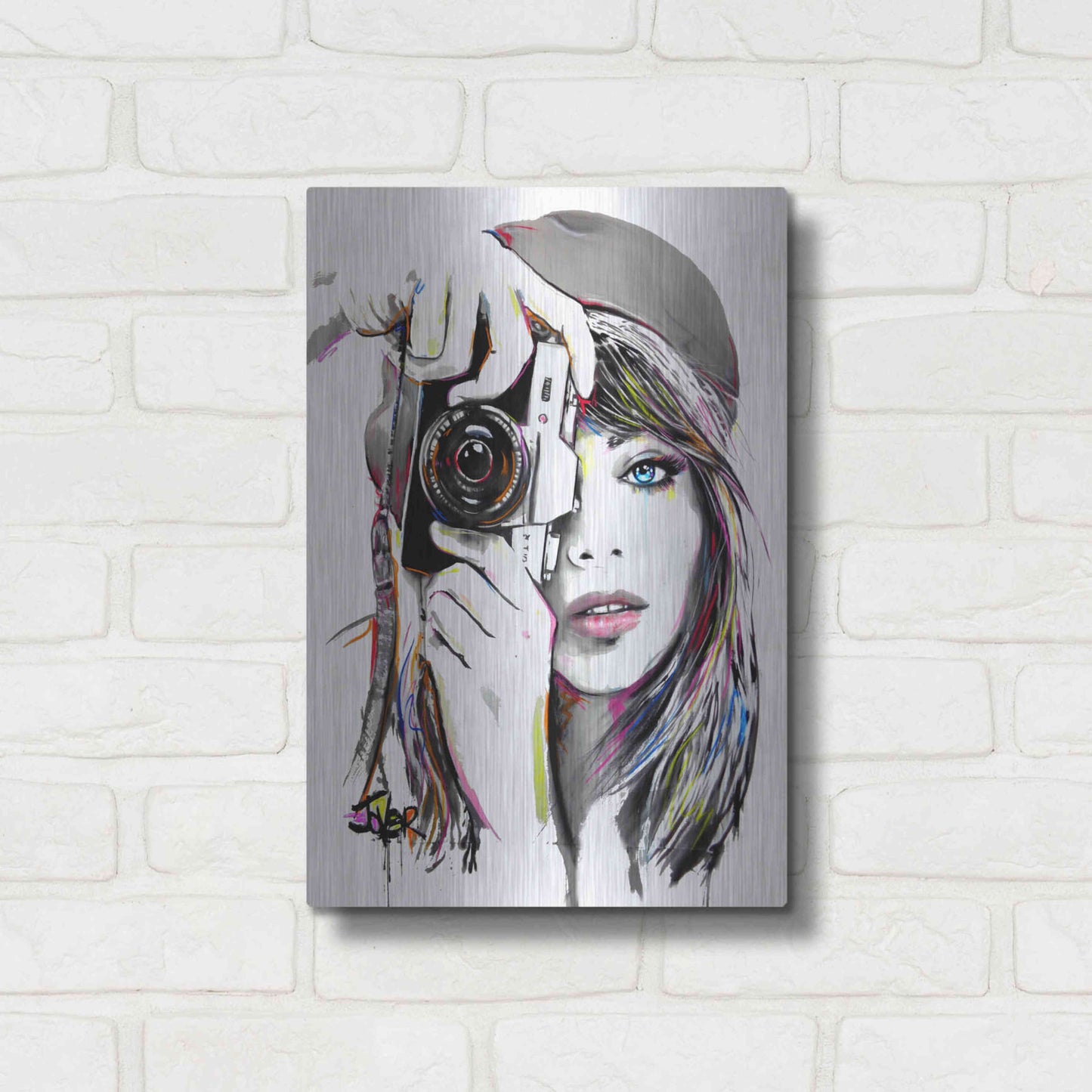 Luxe Metal Art 'Take That1' by Loui Jover, Metal Wall Art,12x16