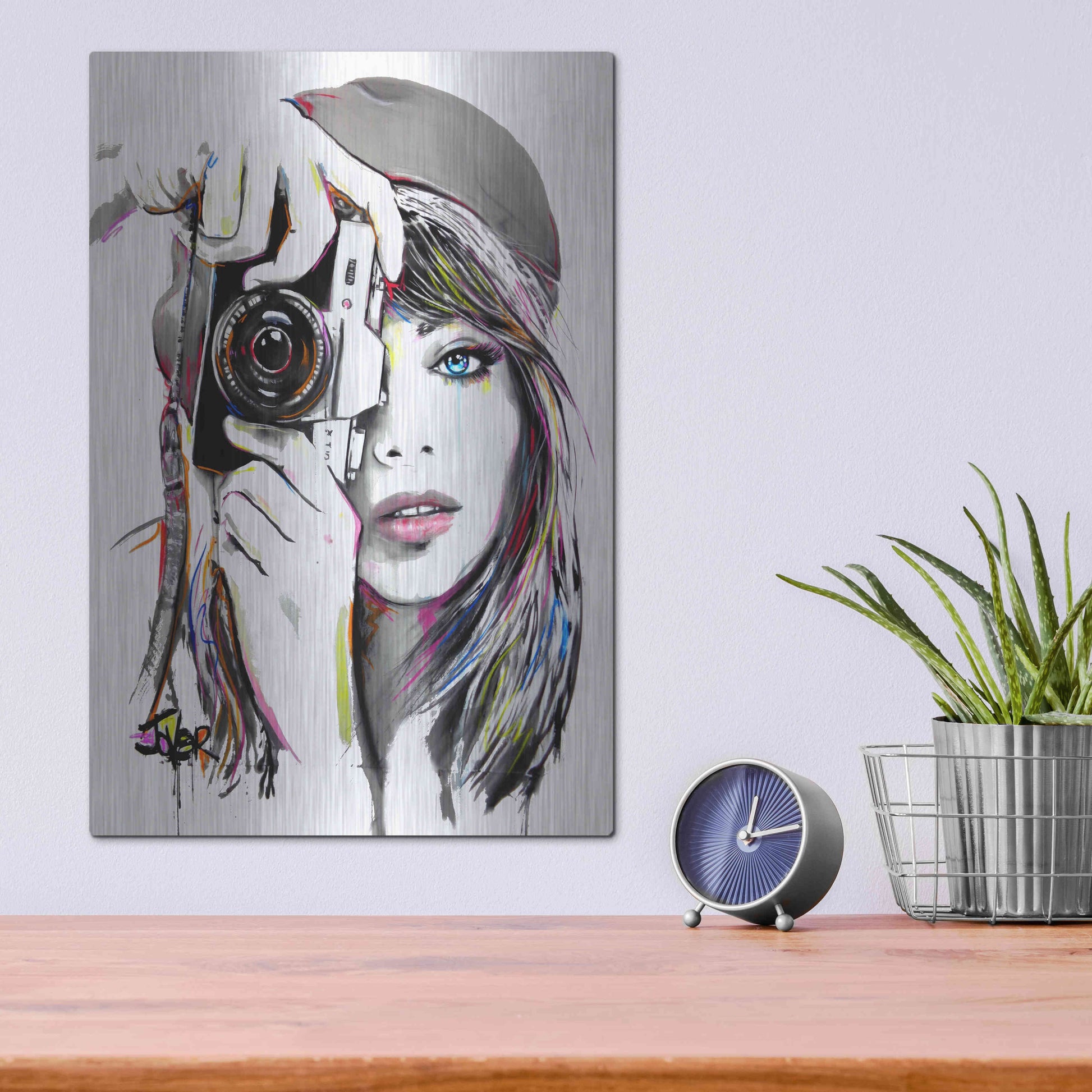Luxe Metal Art 'Take That1' by Loui Jover, Metal Wall Art,12x16