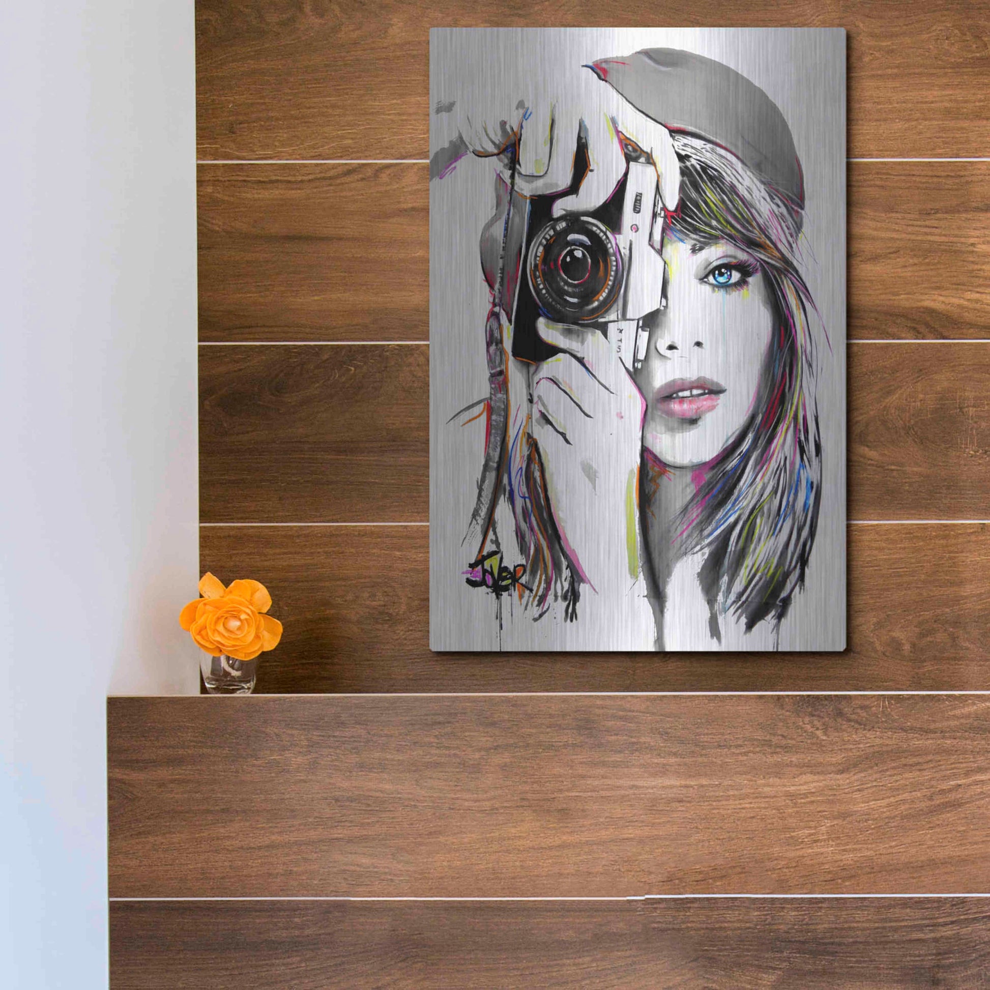 Luxe Metal Art 'Take That1' by Loui Jover, Metal Wall Art,12x16