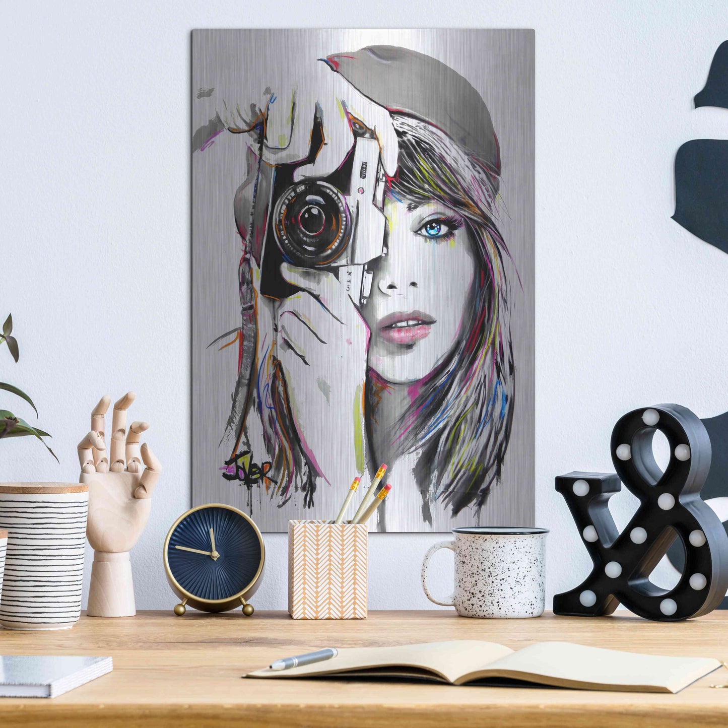 Luxe Metal Art 'Take That1' by Loui Jover, Metal Wall Art,12x16