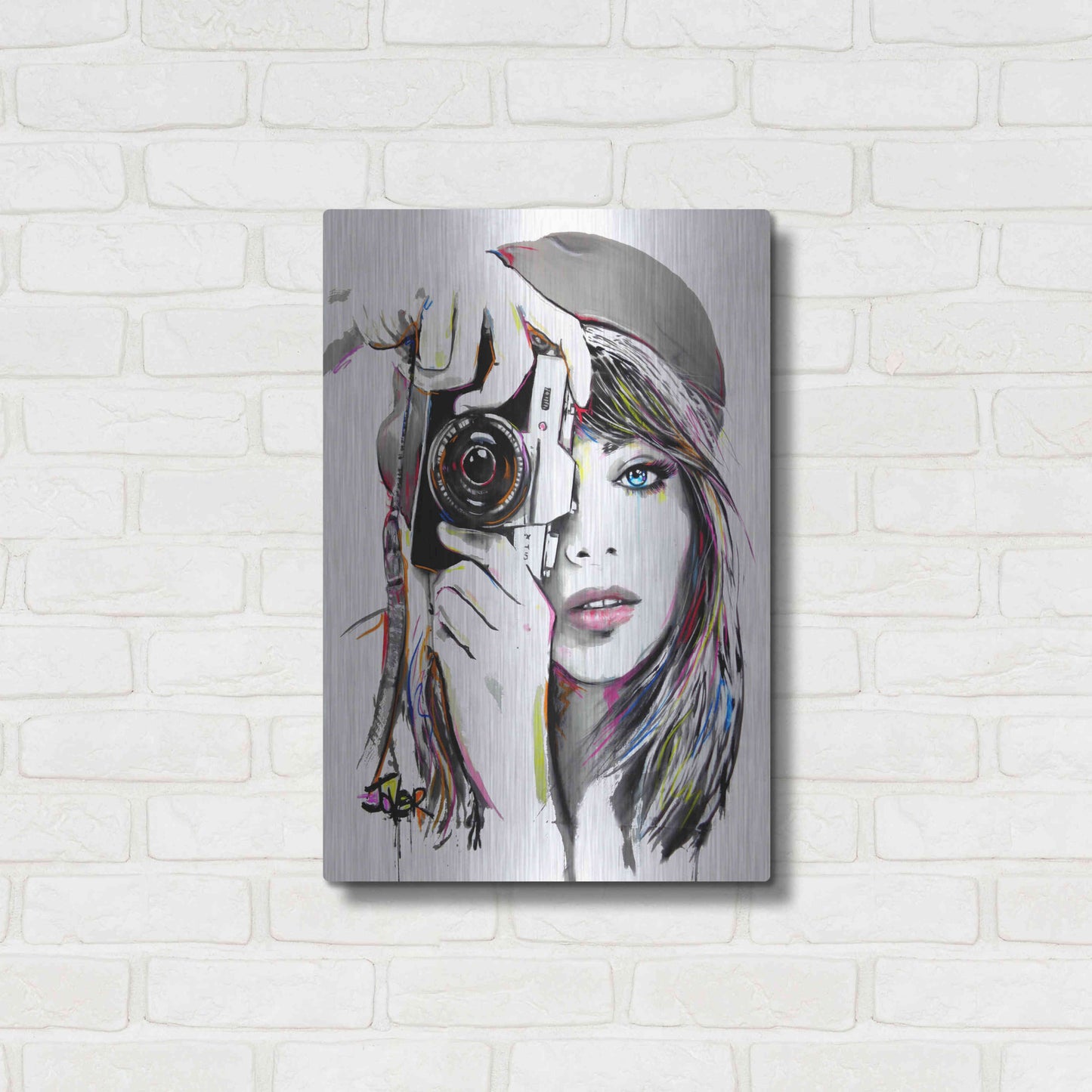 Luxe Metal Art 'Take That1' by Loui Jover, Metal Wall Art,16x24