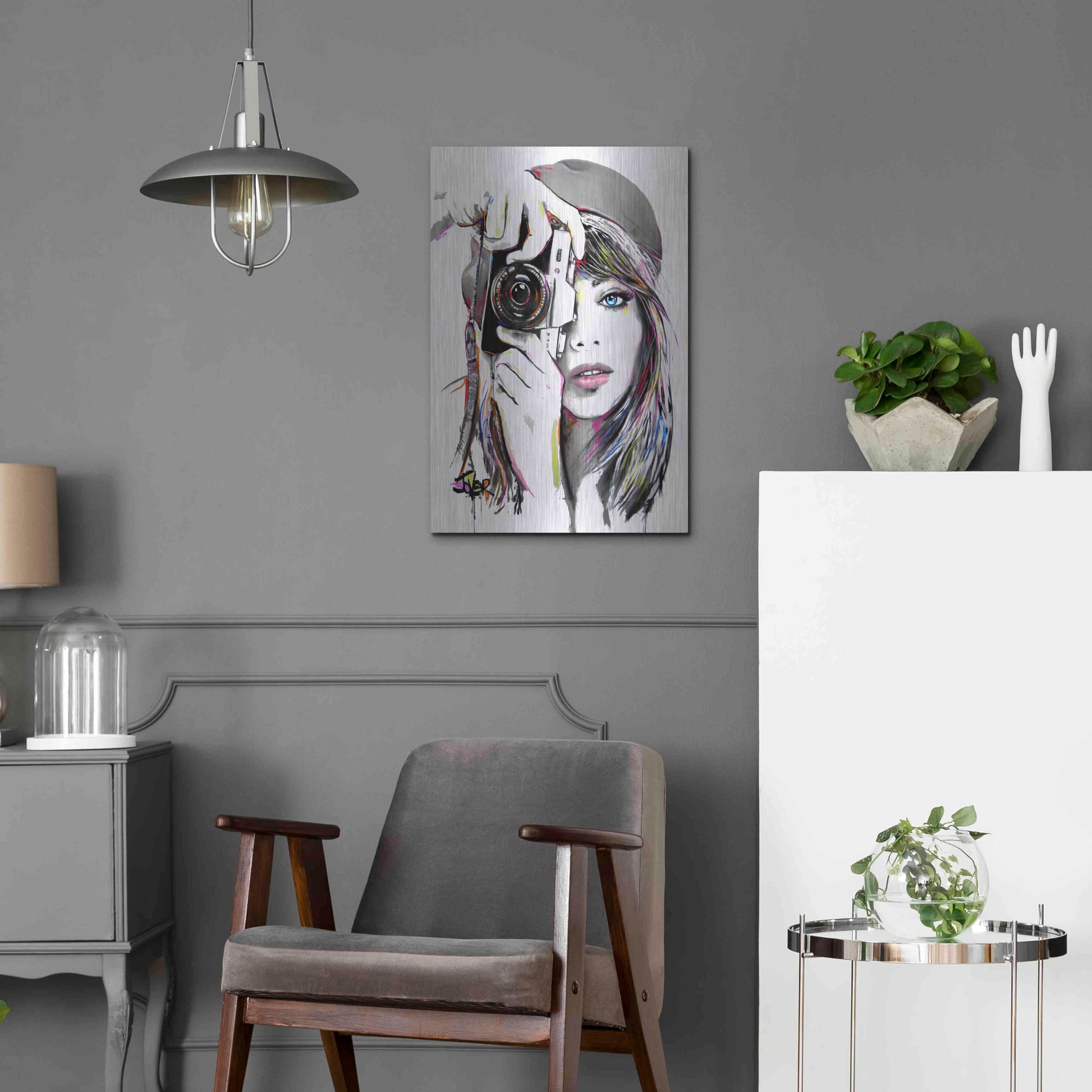 Luxe Metal Art 'Take That1' by Loui Jover, Metal Wall Art,16x24