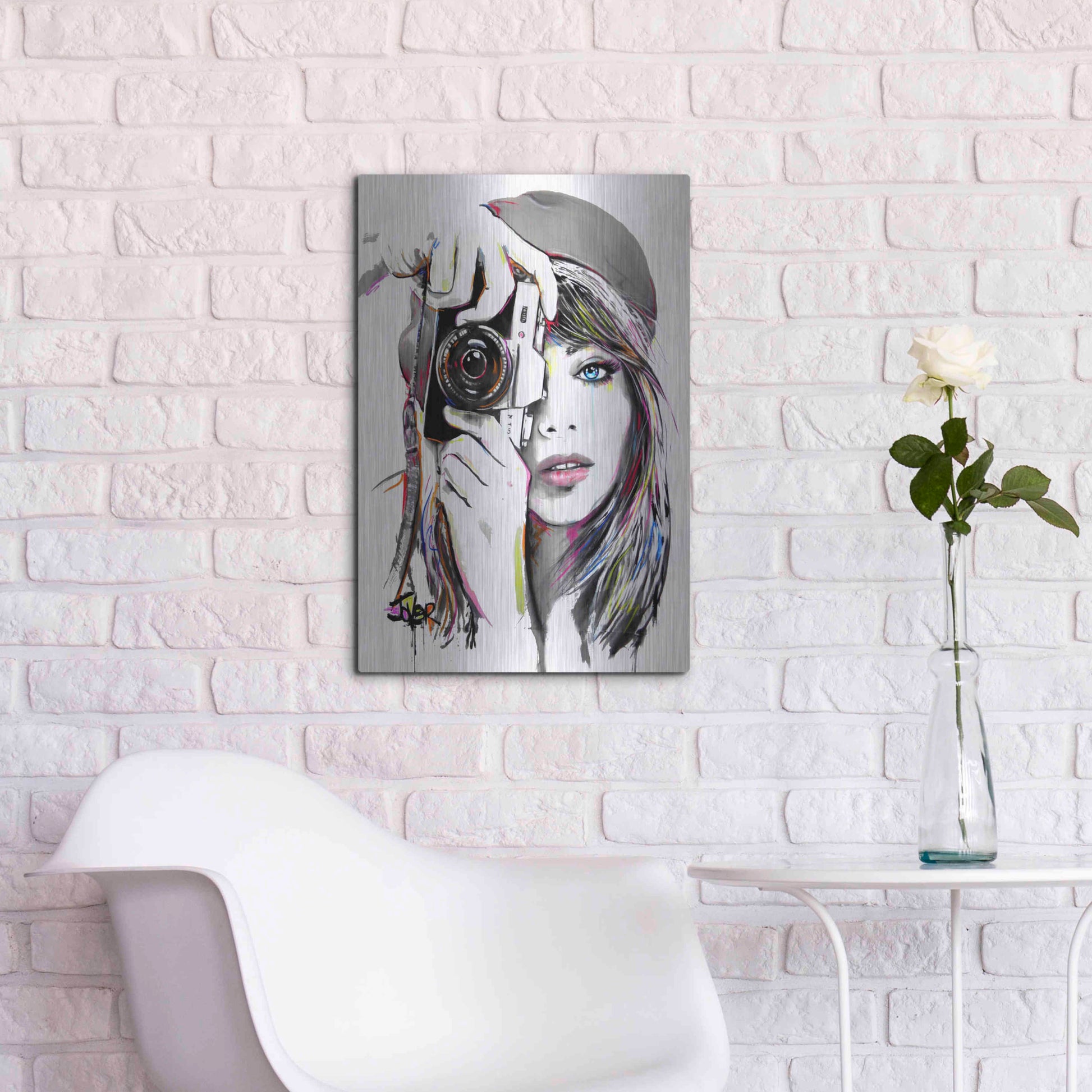 Luxe Metal Art 'Take That1' by Loui Jover, Metal Wall Art,16x24