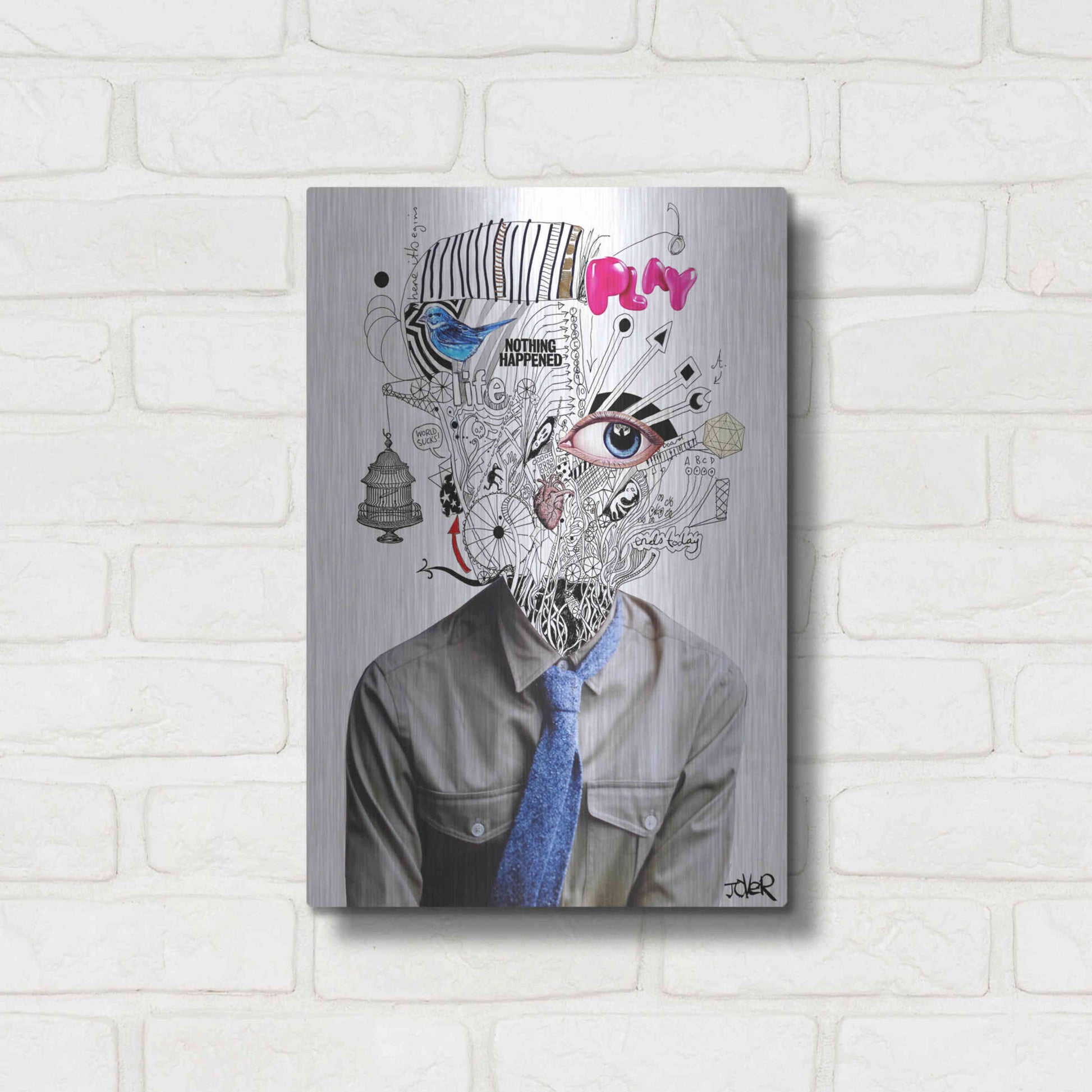 Luxe Metal Art 'The Introspect' by Loui Jover, Metal Wall Art,12x16