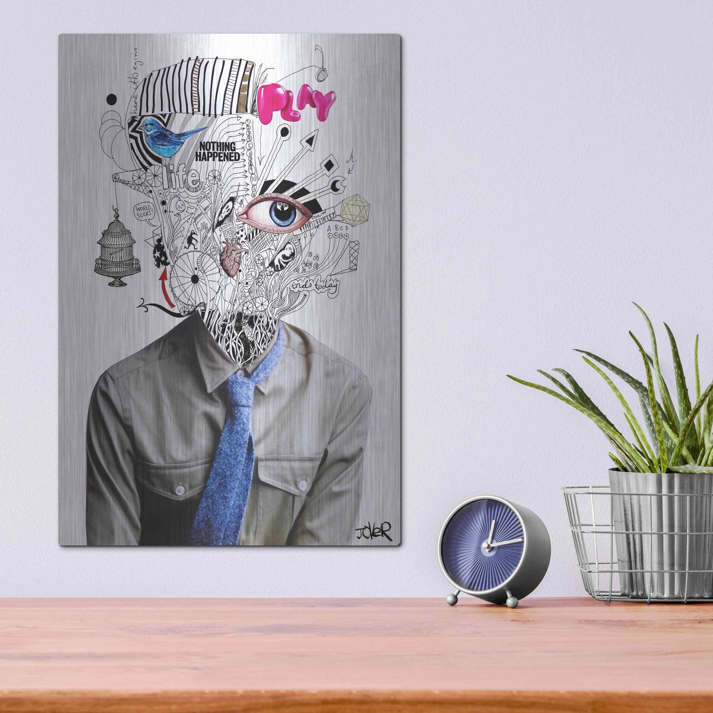 Luxe Metal Art 'The Introspect' by Loui Jover, Metal Wall Art,12x16