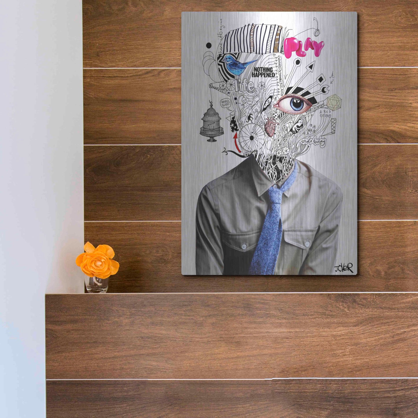 Luxe Metal Art 'The Introspect' by Loui Jover, Metal Wall Art,12x16