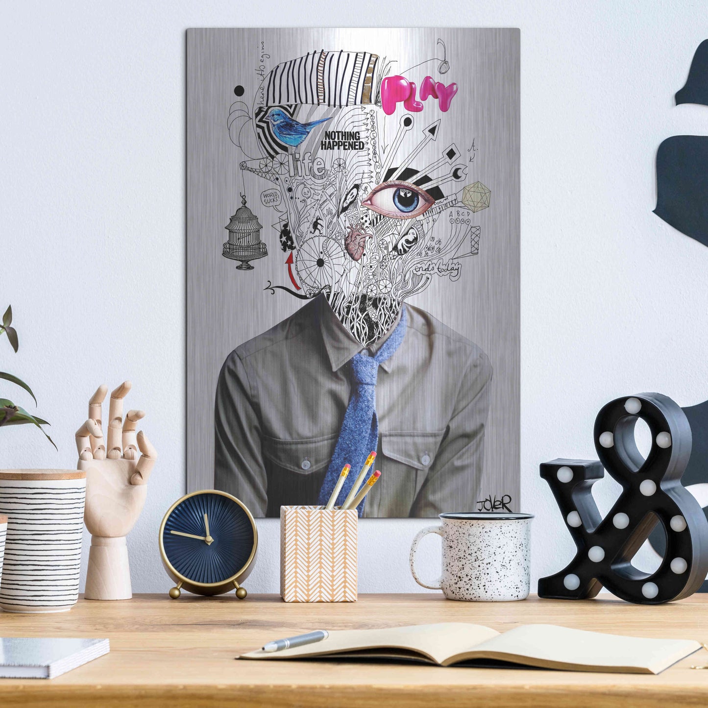Luxe Metal Art 'The Introspect' by Loui Jover, Metal Wall Art,12x16