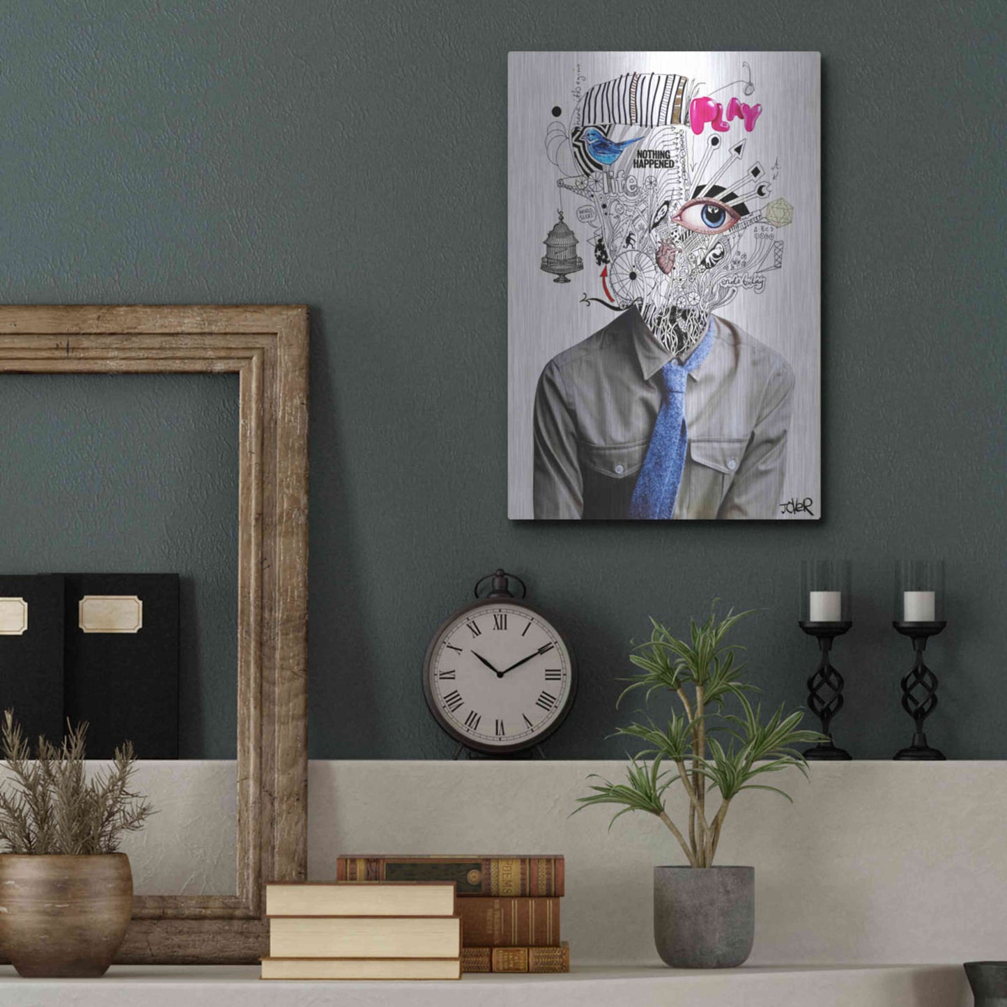 Luxe Metal Art 'The Introspect' by Loui Jover, Metal Wall Art,12x16