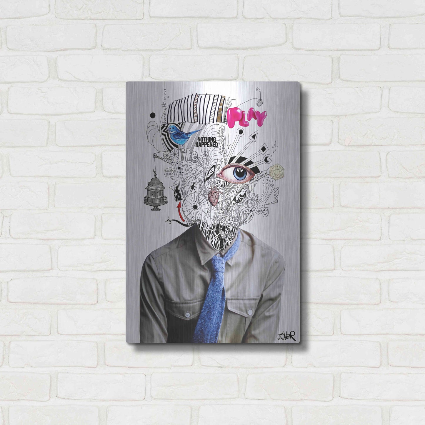 Luxe Metal Art 'The Introspect' by Loui Jover, Metal Wall Art,16x24