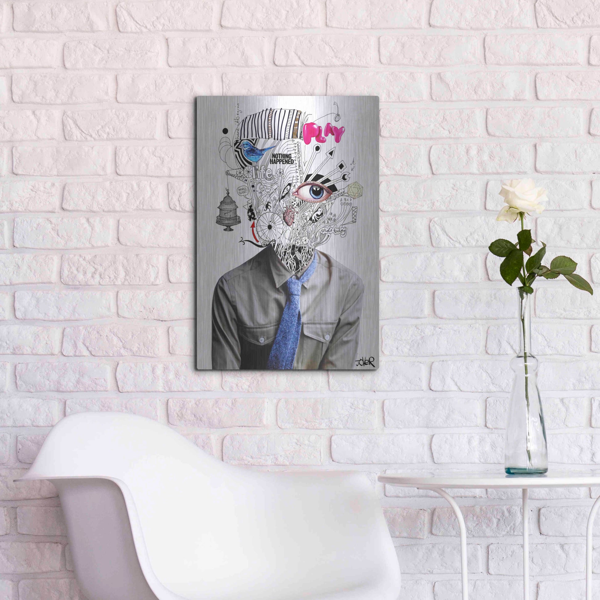 Luxe Metal Art 'The Introspect' by Loui Jover, Metal Wall Art,16x24