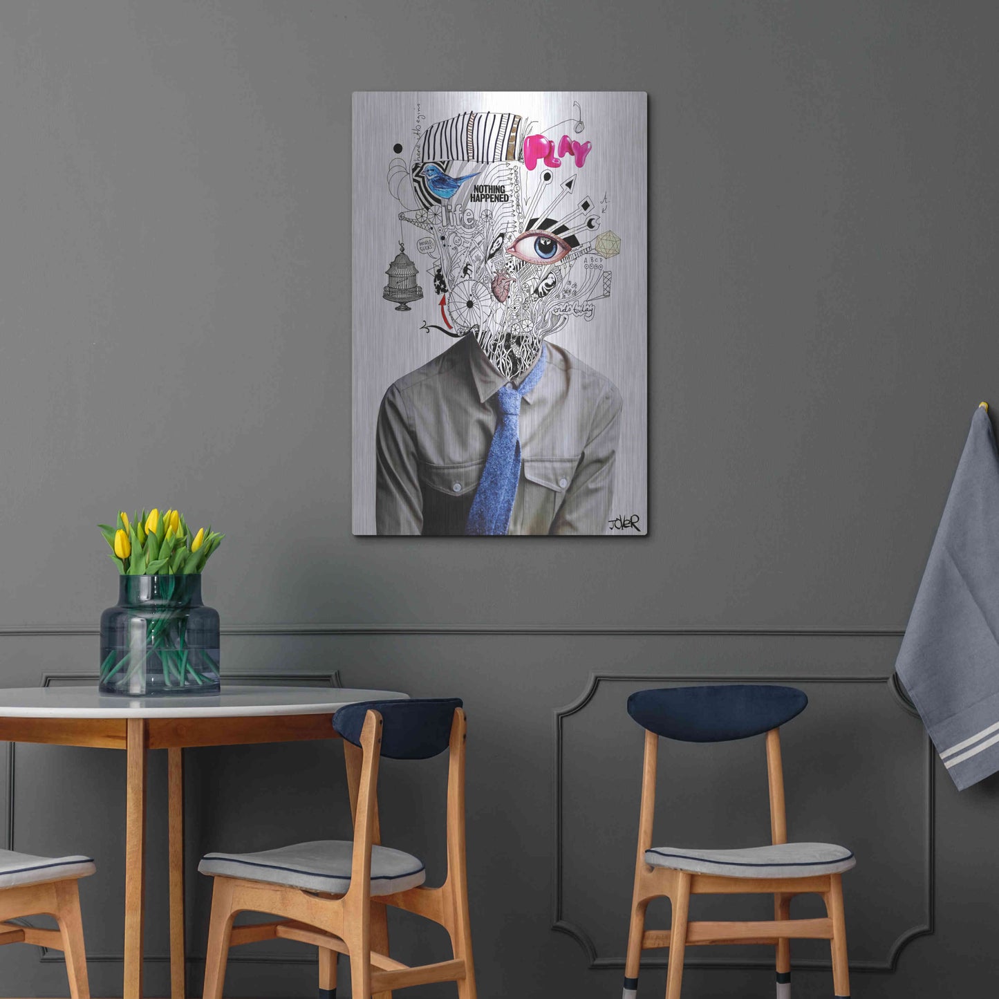Luxe Metal Art 'The Introspect' by Loui Jover, Metal Wall Art,24x36