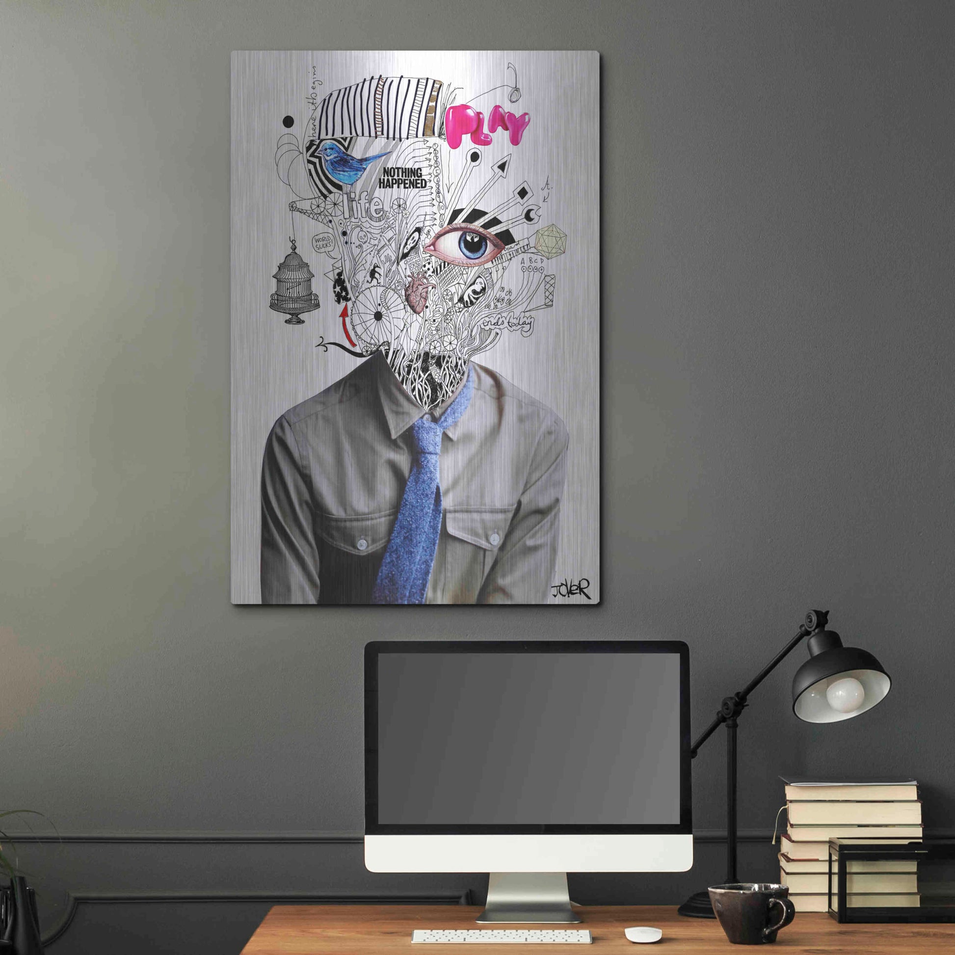 Luxe Metal Art 'The Introspect' by Loui Jover, Metal Wall Art,24x36