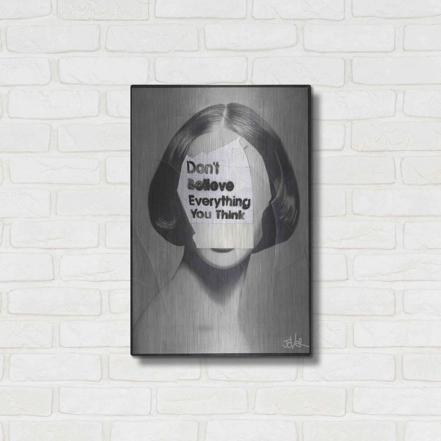 Luxe Metal Art 'Think' by Loui Jover, Metal Wall Art,16x24