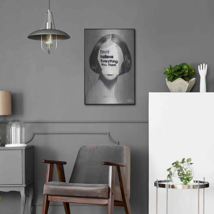 Luxe Metal Art 'Think' by Loui Jover, Metal Wall Art,16x24