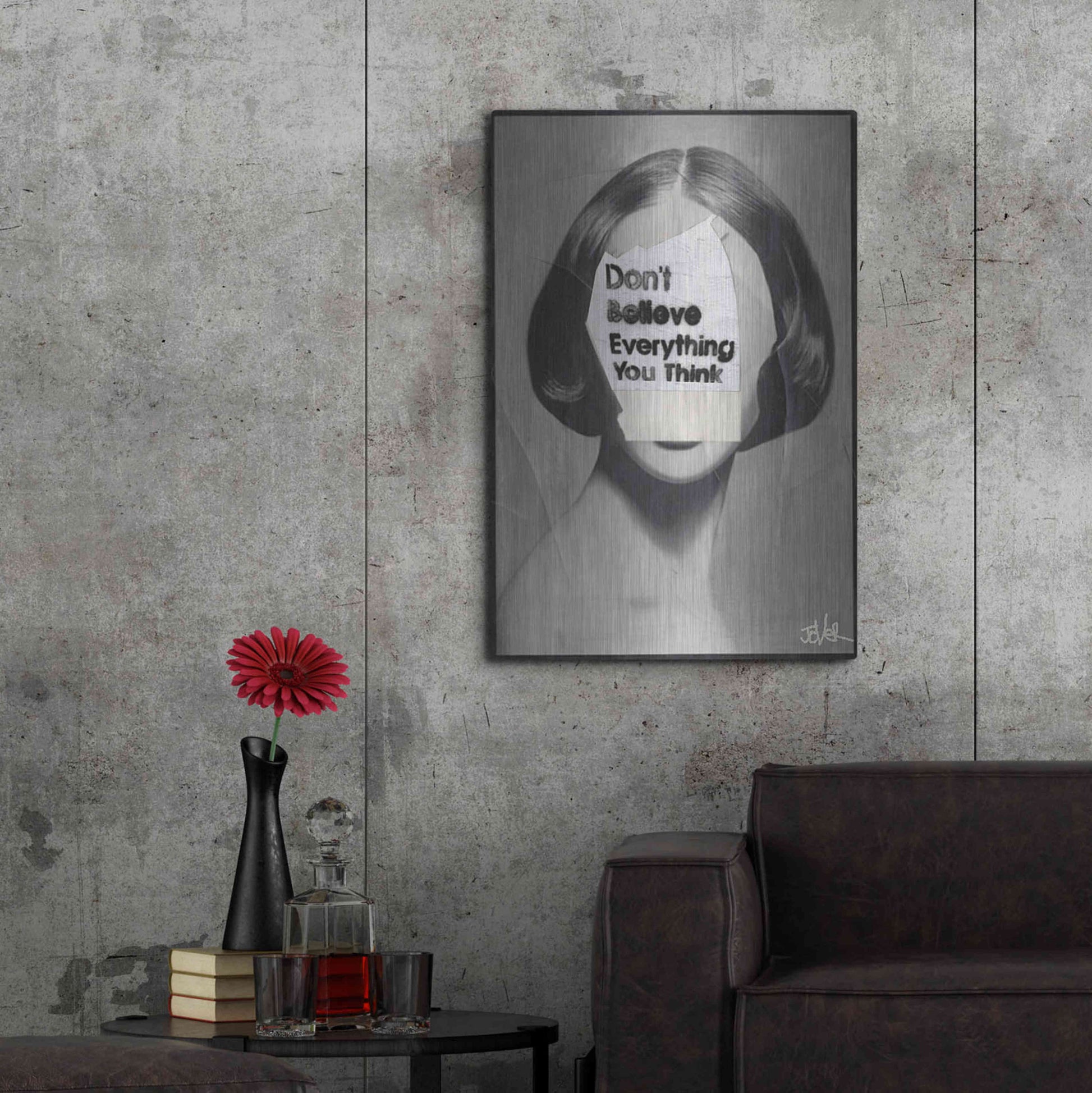 Luxe Metal Art 'Think' by Loui Jover, Metal Wall Art,24x36
