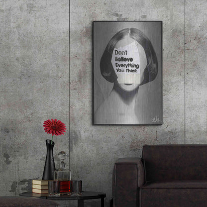 Luxe Metal Art 'Think' by Loui Jover, Metal Wall Art,24x36