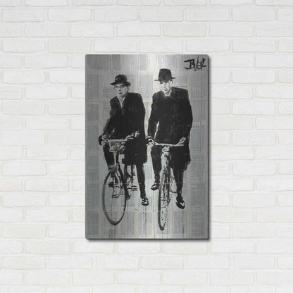 Luxe Metal Art 'Two Men On Bikes' by Loui Jover, Metal Wall Art,24x36